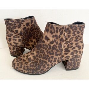 Circus Sam Edelman Vikki Leopard Block Heel Ankle Bootie Boot Women 8.5 Side Zip